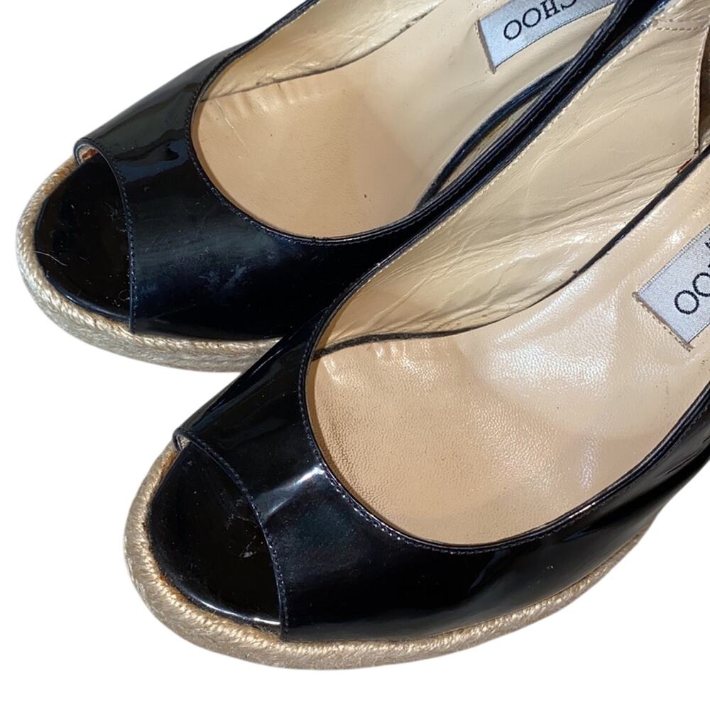 Jimmy Choo Patent Leather Espadrille Wedges 41 - Picture 4 of 13